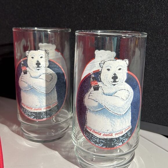 Set of Two 1997 Vintage Coca Cola Glasses with Polar Bear - Picture 3 of 8